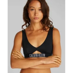 Calvin Klein Swim Top With Removable Pads in Black