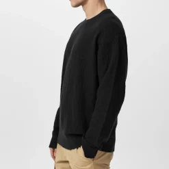 Calvin Klein Texture Jacquard Crew Neck Sweater in Black