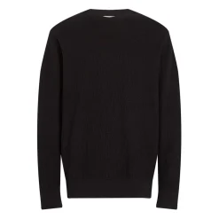 Calvin Klein Texture Jacquard Crew Neck Sweater in Black