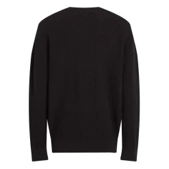 Calvin Klein Texture Jacquard Crew Neck Sweater in Black