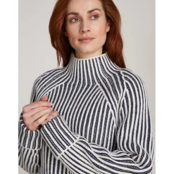 Calvin Klein Wool Two Tone Stripe Sweater in Grey
