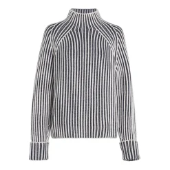 Calvin Klein Wool Two Tone Stripe Sweater in Grey