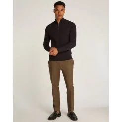 Calvin Klein Zip Neck Slim Fit Sweater in Black