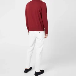 Canali Long Sleeve Knit Polo Shirt in Red