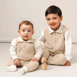 Caramelo Kids Caram Knit Polo Aio in Beige