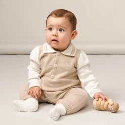 Caramelo Kids Caram Knit Polo Aio in Beige