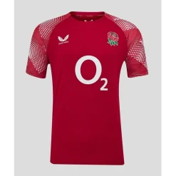 Castore England Rugby Pre Match T-Shirt 2025 Adults in Red