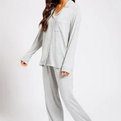Chelsea Peers Button Up Pyjama Set in Grey