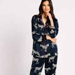 Chelsea Peers Button Up Pyjama Set in Blue