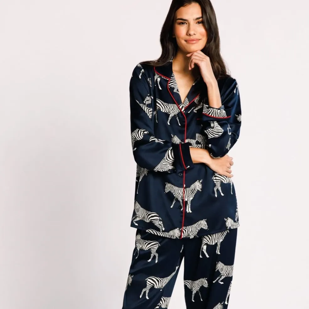 Chelsea Peers Button Up Pyjama Set in Blue