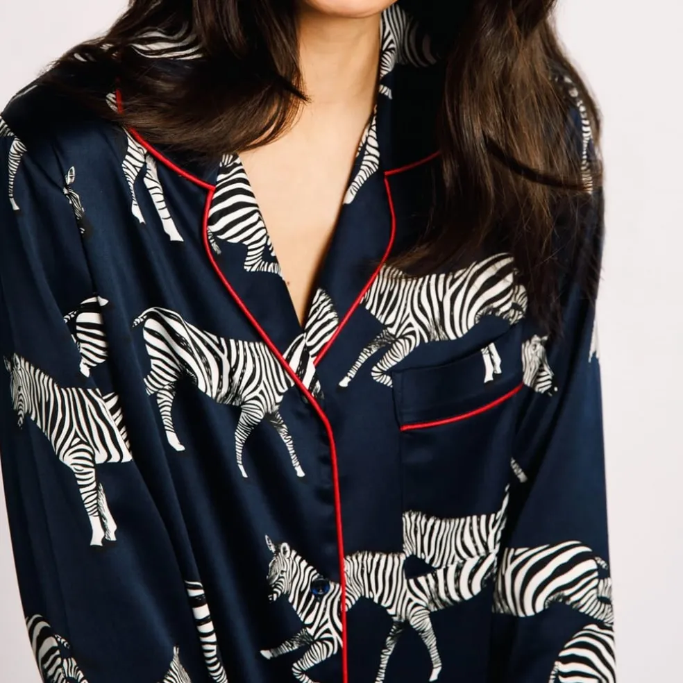 Chelsea Peers Button Up Pyjama Set in Blue