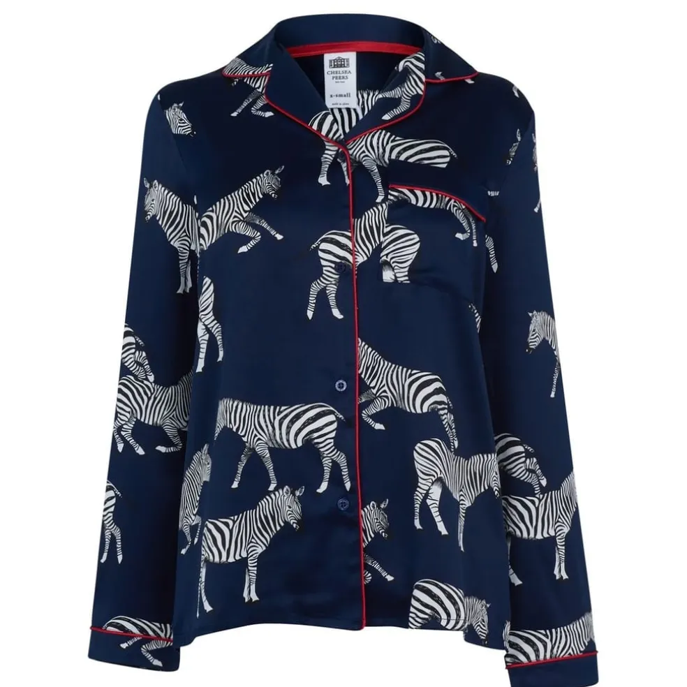 Chelsea Peers Button Up Pyjama Set in Blue