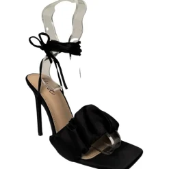 Chic Stlto Tie Sndl in Black
