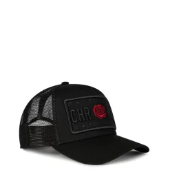 Christian Rose Ii Red Rose Trucker Cap in Black