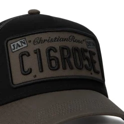 Christian Rose Plate Trucker Cap in Black