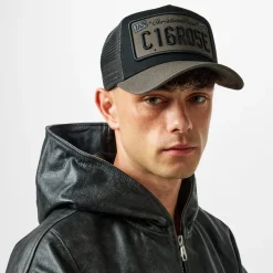 Christian Rose Plate Trucker Cap in Black