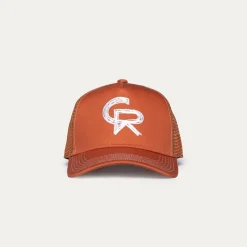 Christian Rose Sketch Trucker Cap in Orange