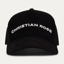 Christian Rose Trucker Cap in Black