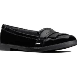 Clarks Bright Loafers Juniors in Black