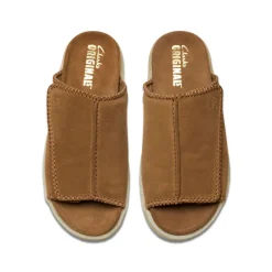 Clarks Originals Overleigh Sliders in Brown