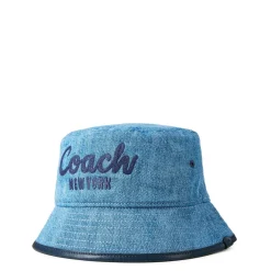 Coach Embroidered Denim Bucket Hat in Blue
