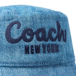 Coach Embroidered Denim Bucket Hat in Blue