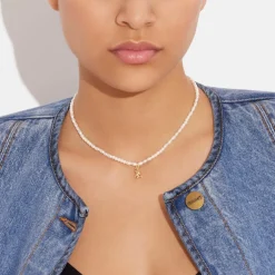 Coach Prl Chkr Nklc in White