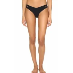 Commando Cut Out Thong in Black