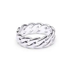 Common Lines Cuban Link Ring in Silver