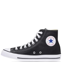 Converse All Star Leather Hi Top Trainers in Black