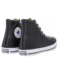 Converse All Star Leather Hi Top Trainers in Black