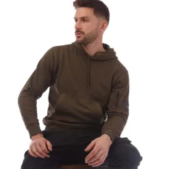 C.P. Company Diagonal Raised Fleece Lens Hoodie in Green