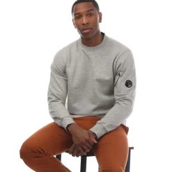 C.P. Company Diagonal Raised Fleece Lens Crewneck Sweatshirt in Grey