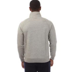 C.P. Company Diagonal Raised Fleece Half Zip Logo Sweatshirt in Grey