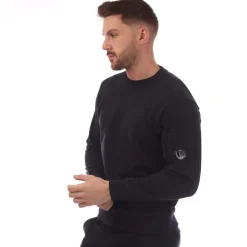 C.P. Company Diagonal Raised Fleece Lens Crewneck Sweatshirt in Navy