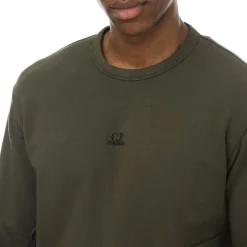 C.P. Company Mens Cotton Fleece Mixed Sweatshirt in Khaki