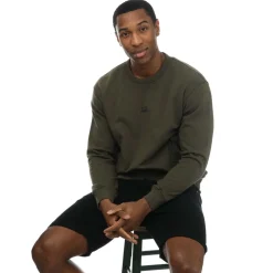 C.P. Company Mens Cotton Fleece Mixed Sweatshirt in Khaki