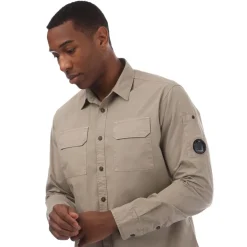 C.P. Company Organic Gabardine Lens Shirt in Beige