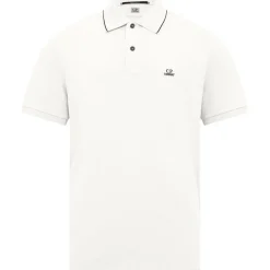 C.P. Company Short Sleeve Tipped Polo Shirt in White