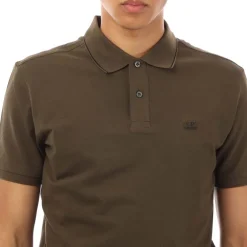 C.P. Company Stretch Piquet Logo Polo Shirt in Green