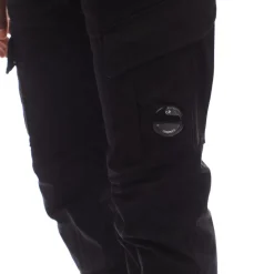C.P. Company Stretch Sateen Cargo Lens Pants in Black