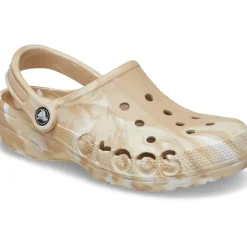 Crocs Baya Marble Print Mules in Beige