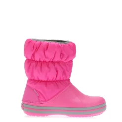 Crocs Kids Winter Puff Boots in Pink grey