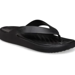 Crocs Ribbed Thong Flat Heel Flip Flops in Black