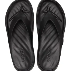 Crocs Ribbed Thong Flat Heel Flip Flops in Black