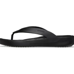 Crocs Ribbed Thong Flat Heel Flip Flops in Black