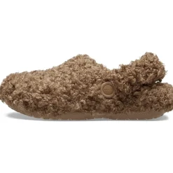 Crocs Textured Fur Mules Flat Heel in Brown