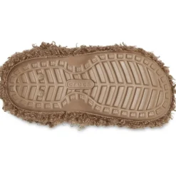 Crocs Textured Fur Mules Flat Heel in Brown