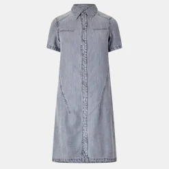 Diesel D Shirty Aito Collared Neck Midi Dress in Black