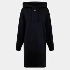 Diesel Ilse Hooded Midi Sweatshirt Dress in Black